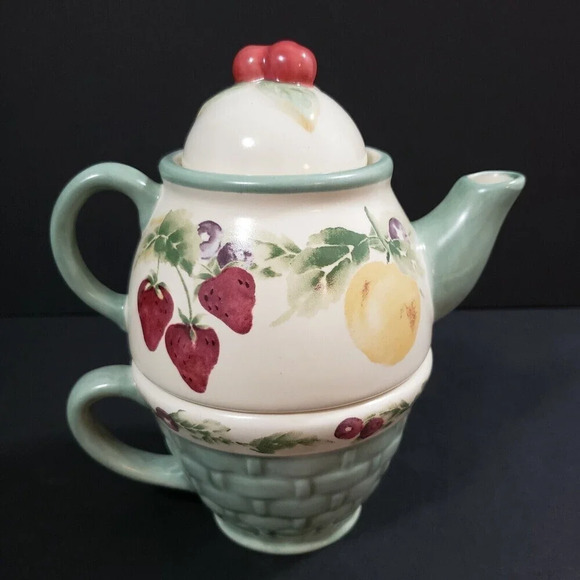 PFALTZGRAFF Tea for One Teapot Jamberry Tea Mug and Teapot Cottagecore Prairie - Picture 1 of 11